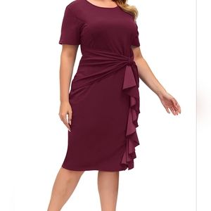 Hanna Nikole Women's Plus Size 50s Vintage Ruffle Peplum